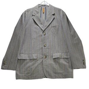 ISLAND SOFT Sport Coat 3 Button Cotton Seersucker Mens Size 2XL